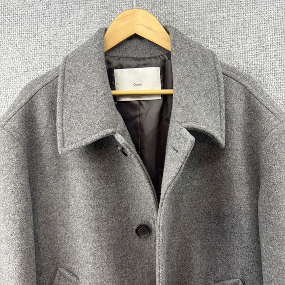 Dunst Unisex Mac Coat XL Charcoal Gray Wool Blend Pockets Belted Classic Winter - Picture 7 of 16